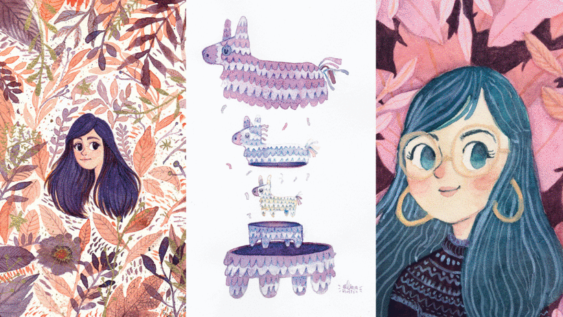 Alinailustra based her career on watercolor and gouache painting techniques