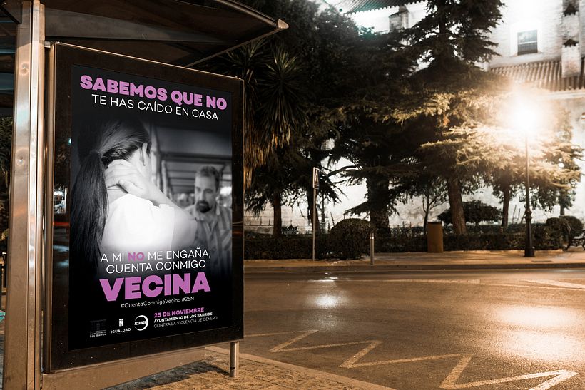 Mupi Sabemos que no te has caído en casa. Campaña 25N