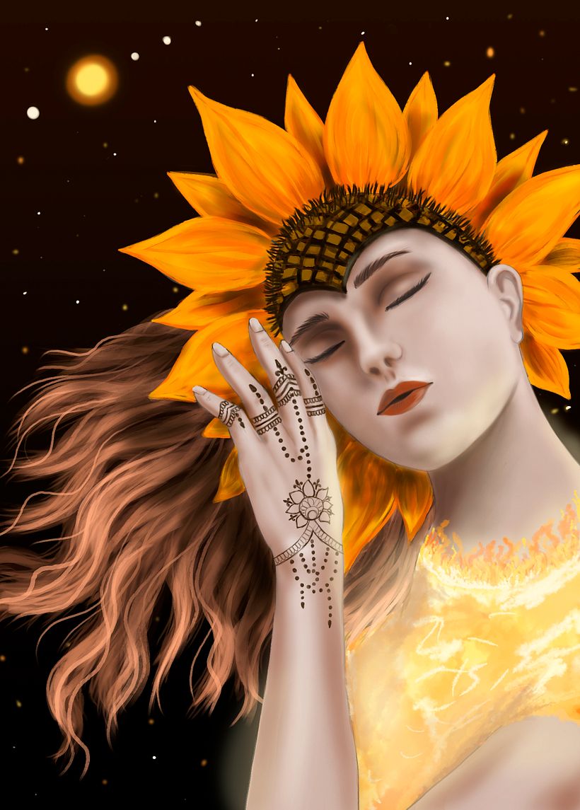 My project in Digital Fantasy Portraits with Photoshop course (Children of the Sun) 2