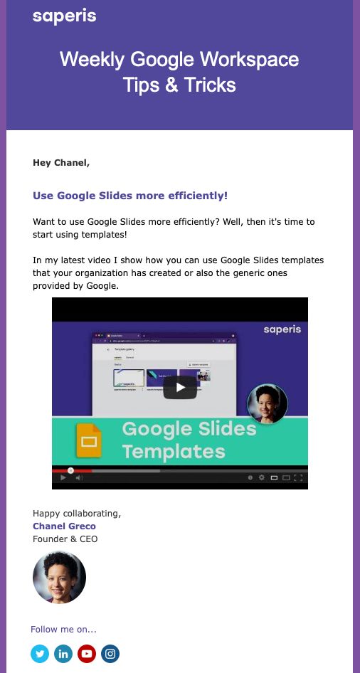 The weekly newsletter also contains links to our YouTube tutorial videos