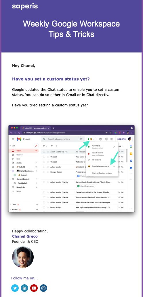 We regularly inform our subscribers of new features in Google Workspace