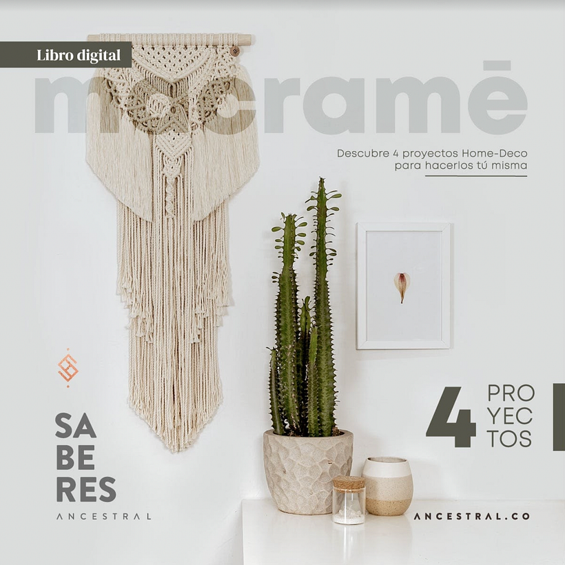 Portada del eBook Macramé, de la artista textil colombiana fundadora de Ancestral. 