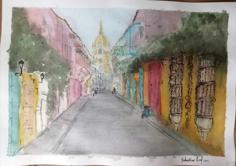 Mi primer paisaje en acuarela: Cartagena de Indias- Colombia 2
