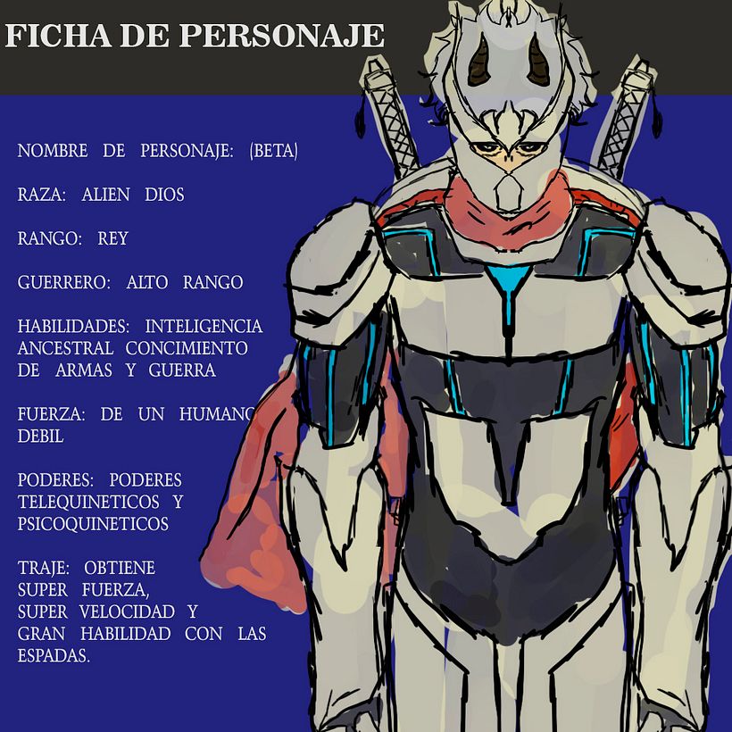 al elejir mi boceto hice una ficha de personaje