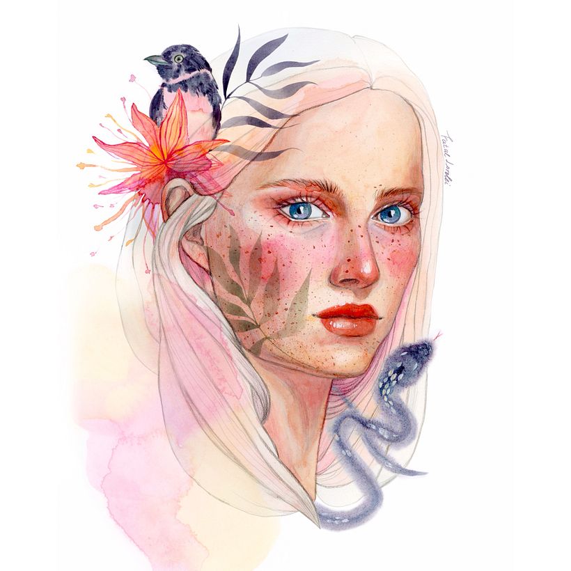 Mi Proyecto del curso: Retrato ilustrado en acuarela 2