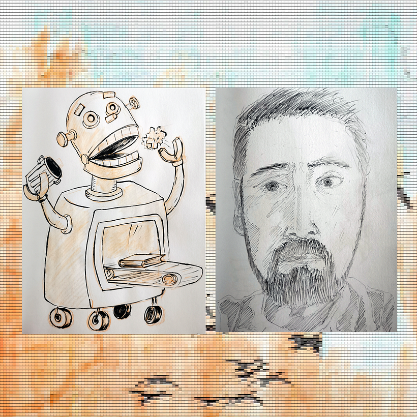 15. Trash-eating robot that makes books / 16. Self portrait