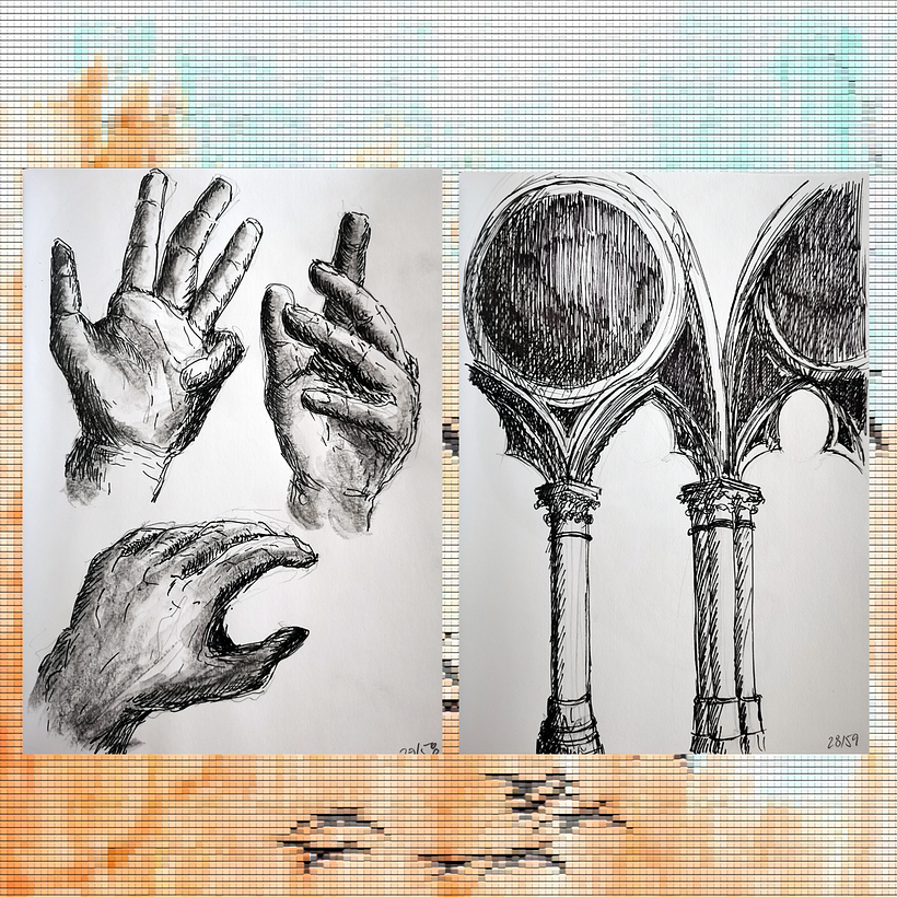 27. My hands in different poses / 28. Manmade object.