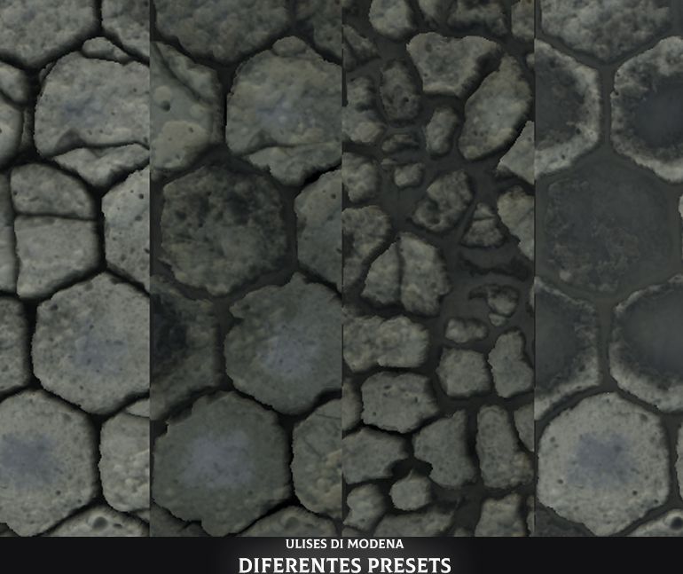 Ejemplos de algunos de los diferentes Presets armados en Substance Player.
