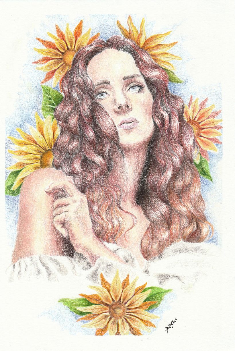 Sueños de verano.  Lápices de colores sobre papel.
