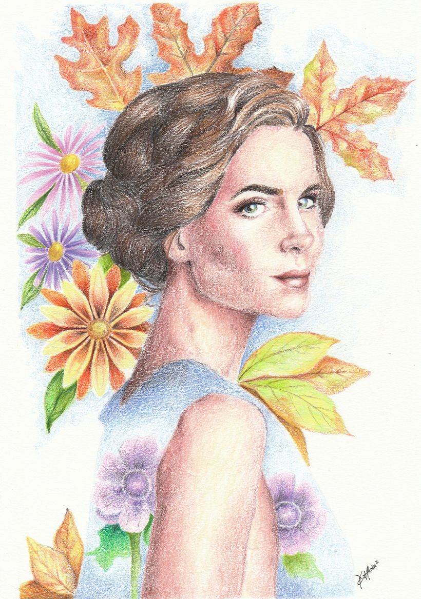 Sueños de otoño.  Lápices de colores sobre papel.