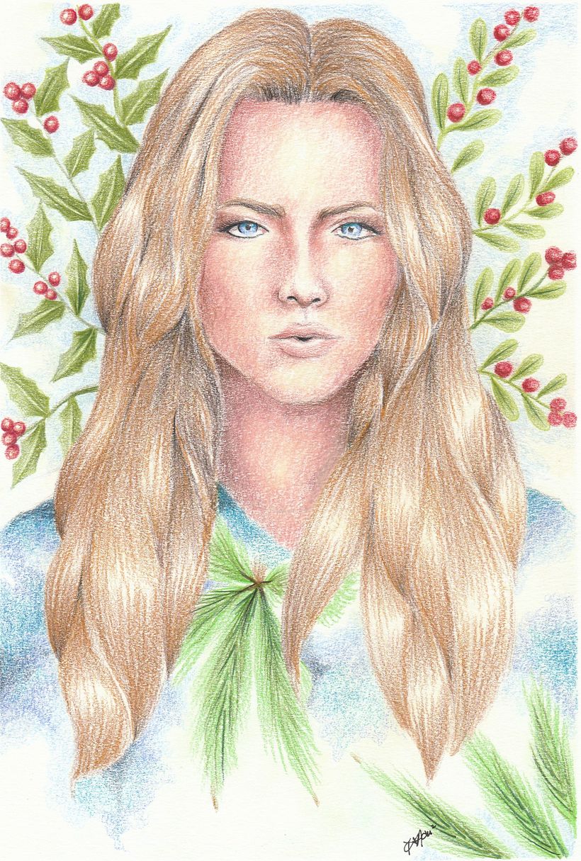 Sueños de invierno.  Lápices de colores sobre papel.