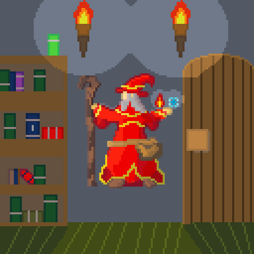 My project in Introduction to Character Design in Pixel Art : Red Wizard 1