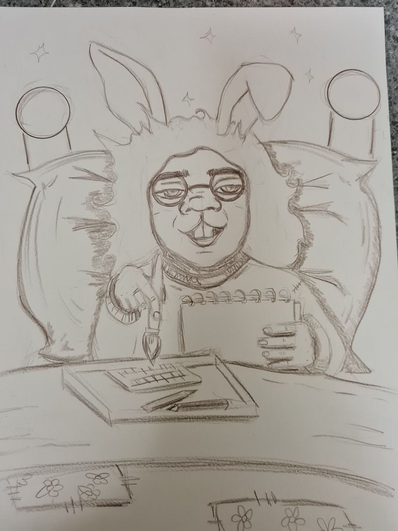 Mummy bunny arting in bed..