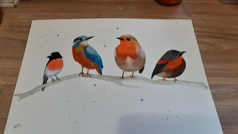 Mi Proyecto del curso: Acuarela artística para ilustración de aves 2
