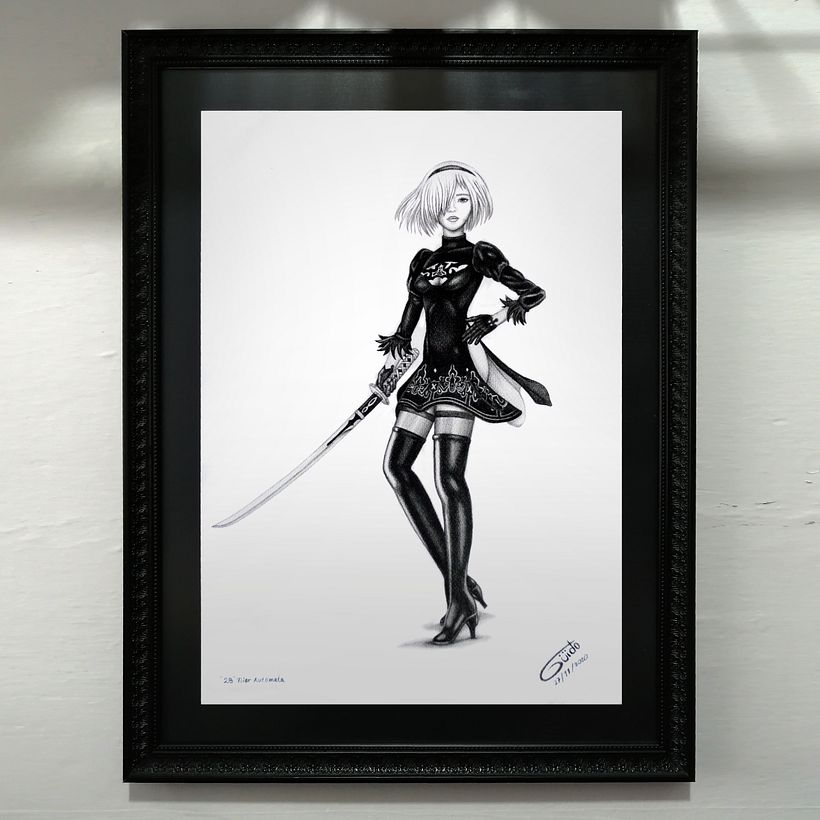 Enmarcado de dibujo en lápiz Grafito.