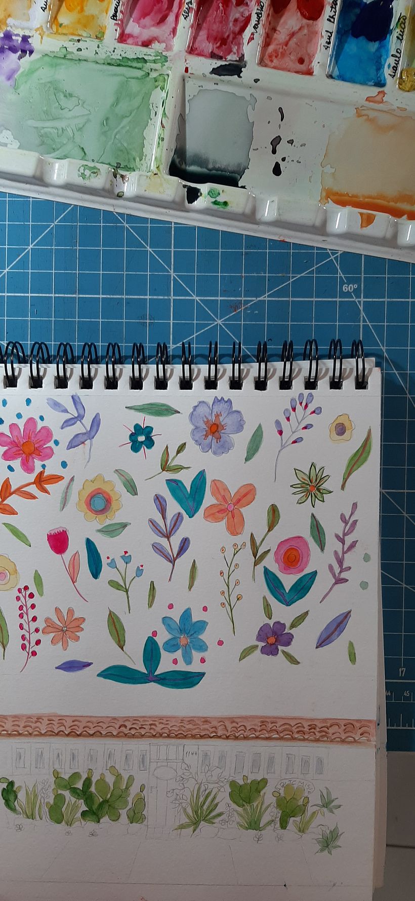 Meu projeto do curso: Padrões florais vibrantes com aquarela 1