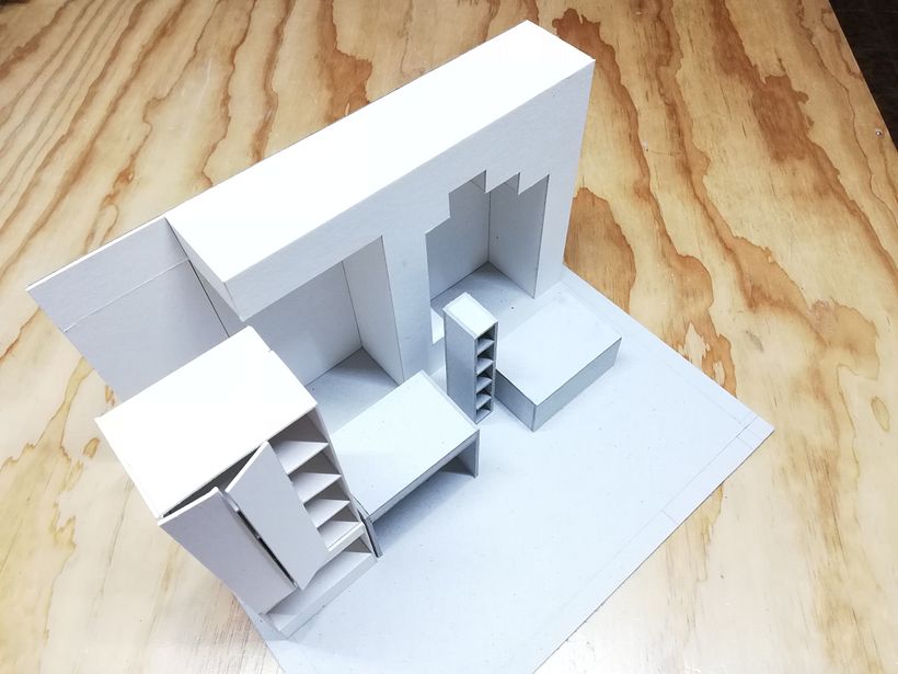 Maqueta de trabajo: Equipamiento y mobiliario que dió origen a la distribución