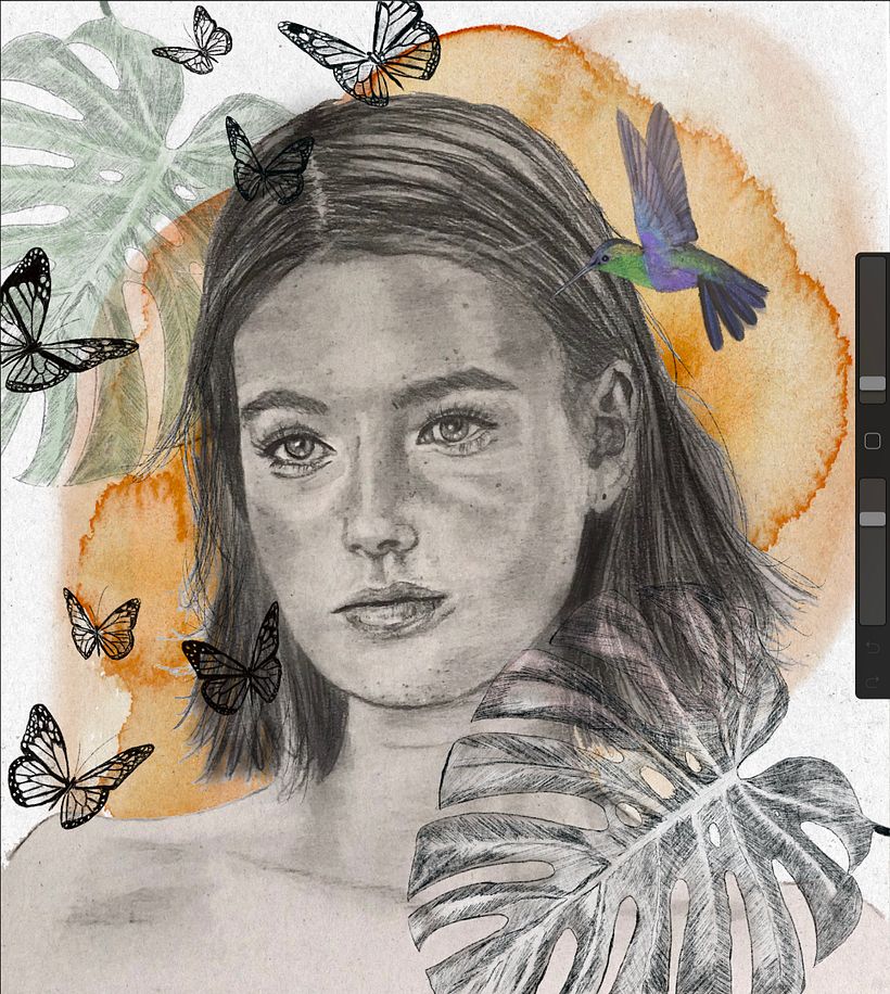 Mi Proyecto del curso: Ilustración de retrato con técnicas analógicas y digitales 1