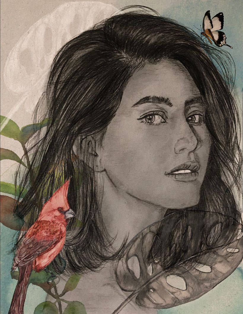Mi Proyecto del curso: Ilustración de retrato con técnicas analógicas y digitales 2