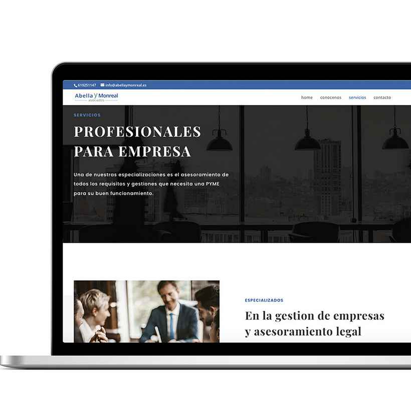 Página de servicios de la empresa