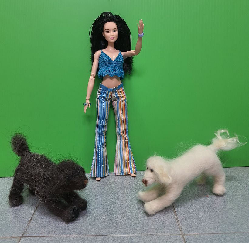 wool felted poodle and labradorXpoodle  1