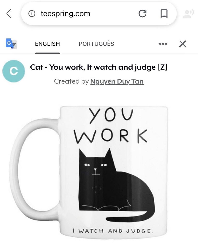 Lara found her original work even on mugs.