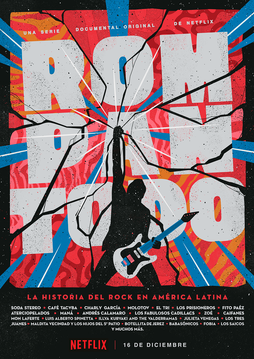 Poster Netflix ROMPAN TODO | La historia del rock en América Latina 1