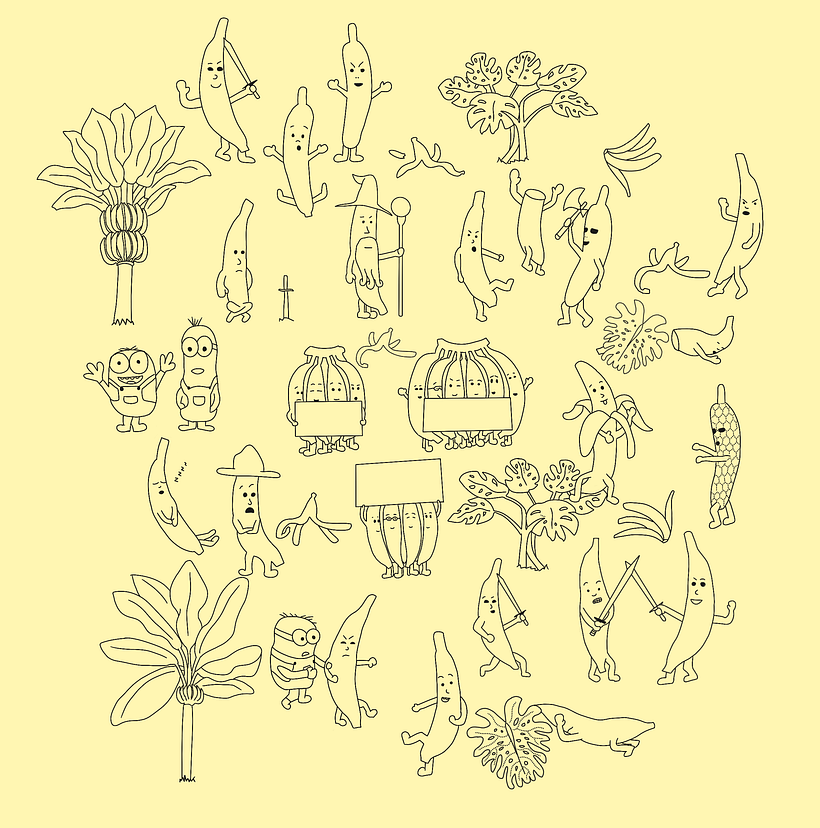 Banana Wars in Doodle-Style Vector Illustration course 6