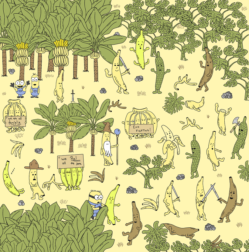 Banana Wars in Doodle-Style Vector Illustration course 1