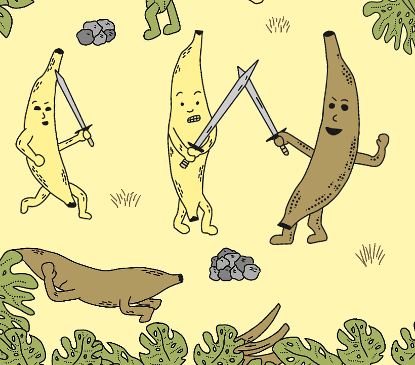 Banana Wars in Doodle-Style Vector Illustration course 7