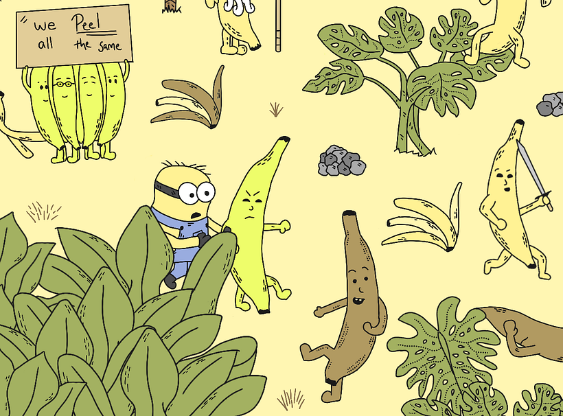 Banana Wars in Doodle-Style Vector Illustration course 8
