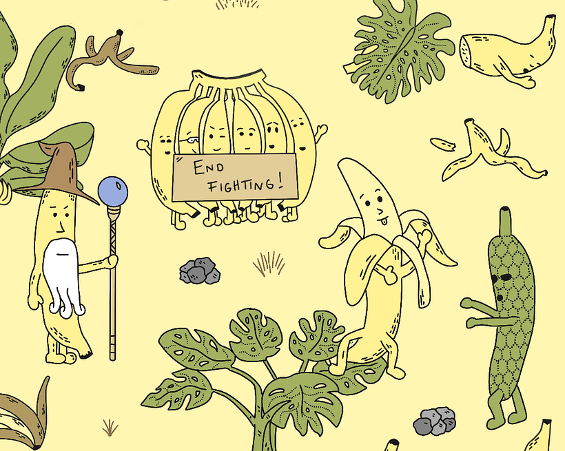 Banana Wars in Doodle-Style Vector Illustration course 9