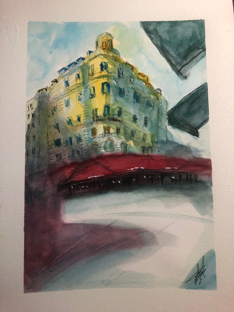 Mi Proyecto del curso: Dibujo arquitectónico con acuarela y tinta 6