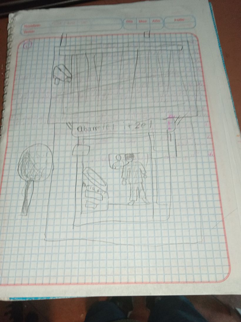 Vi en mi ventana mi calle y mejor dibuje  la tienda