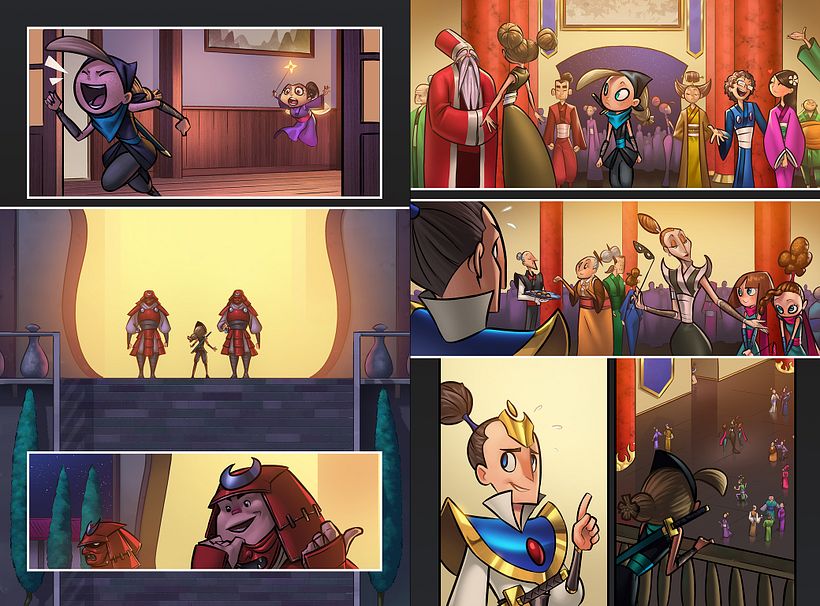 Ninjarella busca convertirse en guardaespaldas del Principe mientras que sus hermanastras quieren casarse con el.