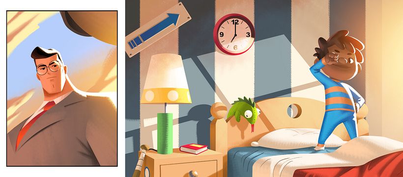 Narrando la historia de un niño al alistarse para ir a la escuela.