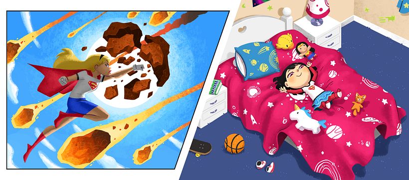 Aquí vemos a una pequeña niña en su rutina antes de irse a dormir.