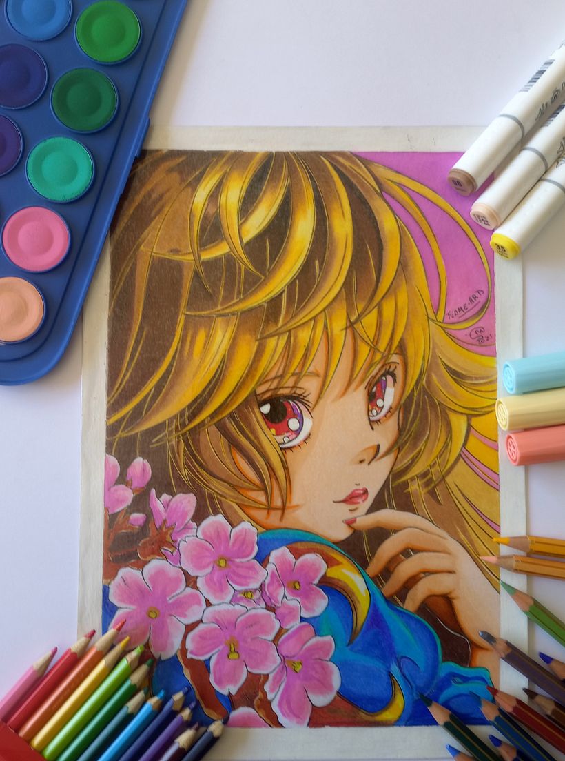 Mi Proyecto del curso: Coloreado con marcadores para dibujo manga 9