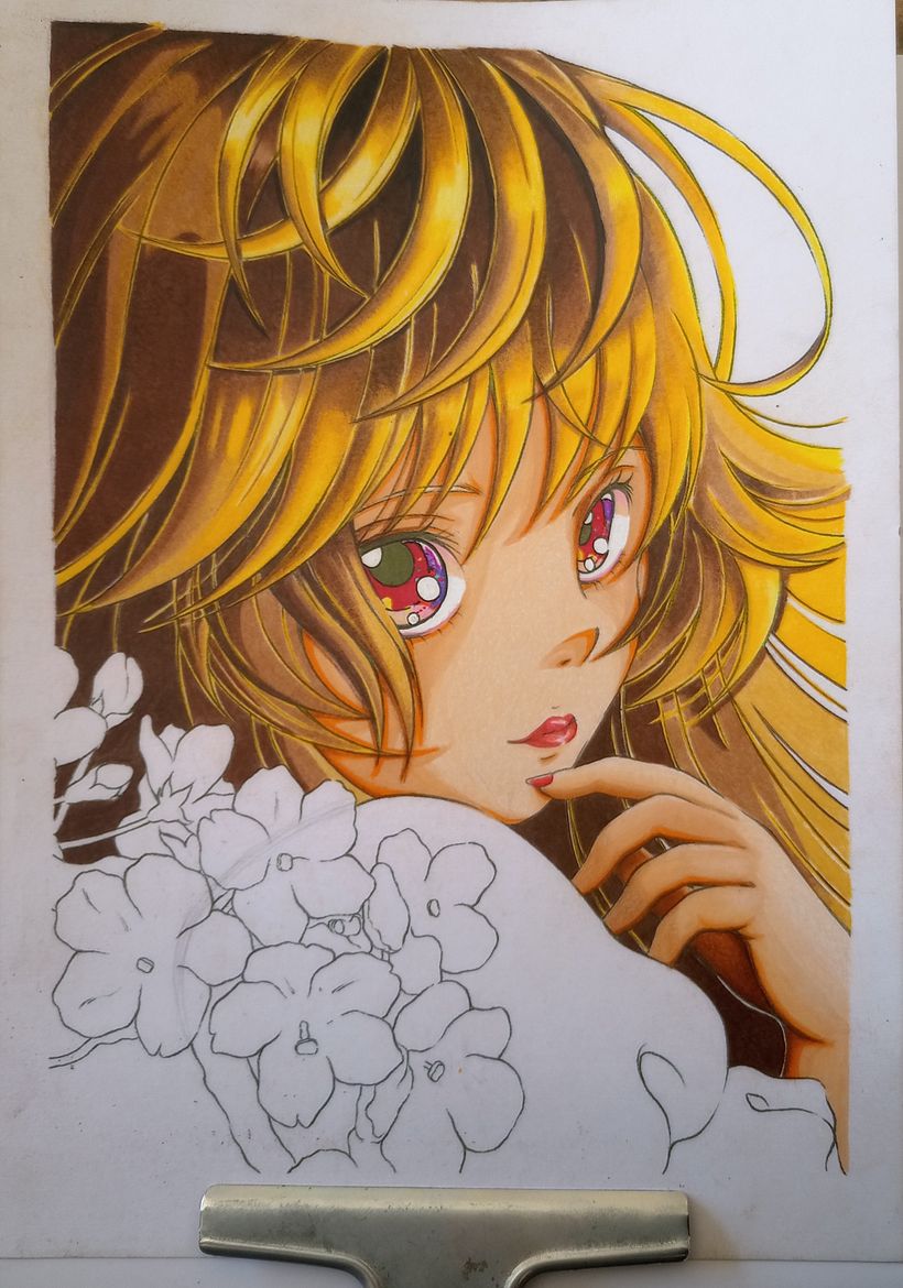 Mi Proyecto del curso: Coloreado con marcadores para dibujo manga 6