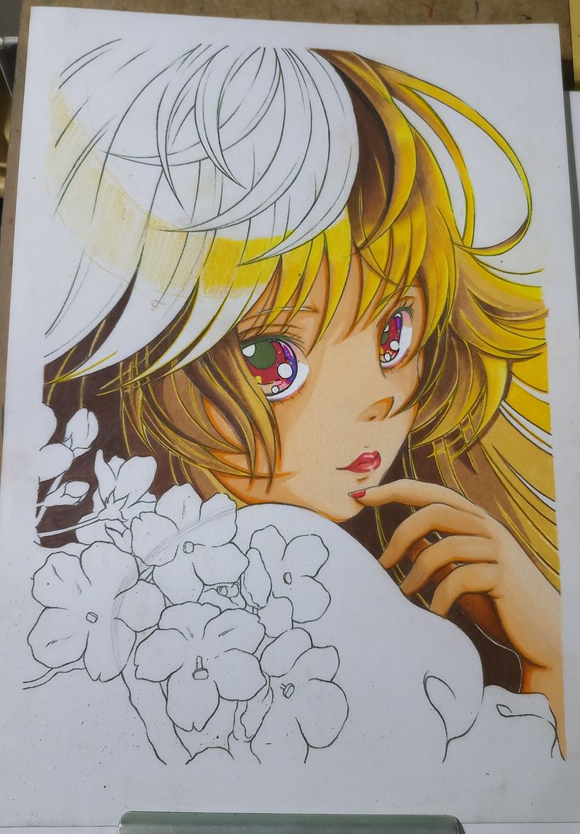 Mi Proyecto del curso: Coloreado con marcadores para dibujo manga 5