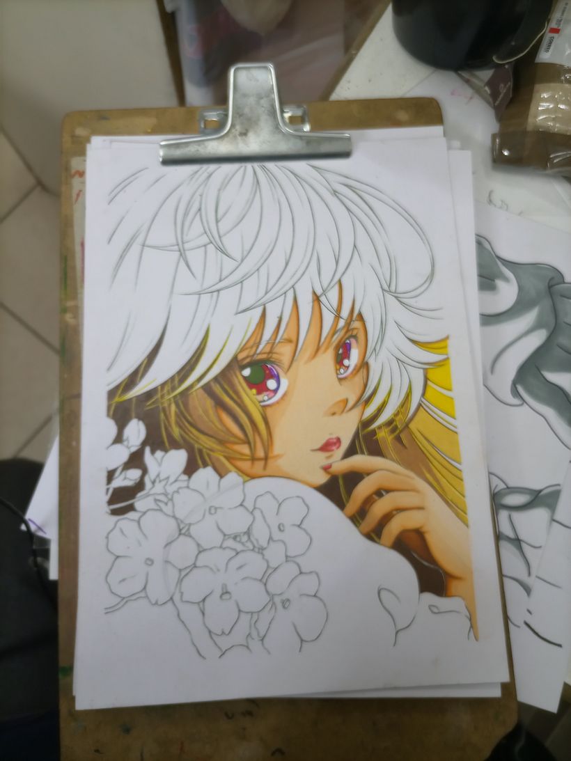 Mi Proyecto del curso: Coloreado con marcadores para dibujo manga 4