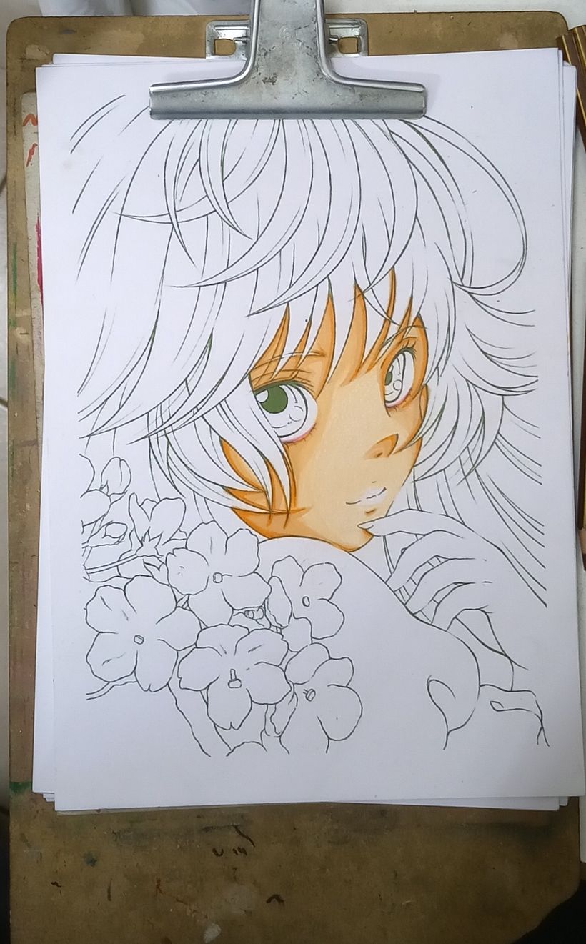 Mi Proyecto del curso: Coloreado con marcadores para dibujo manga 2
