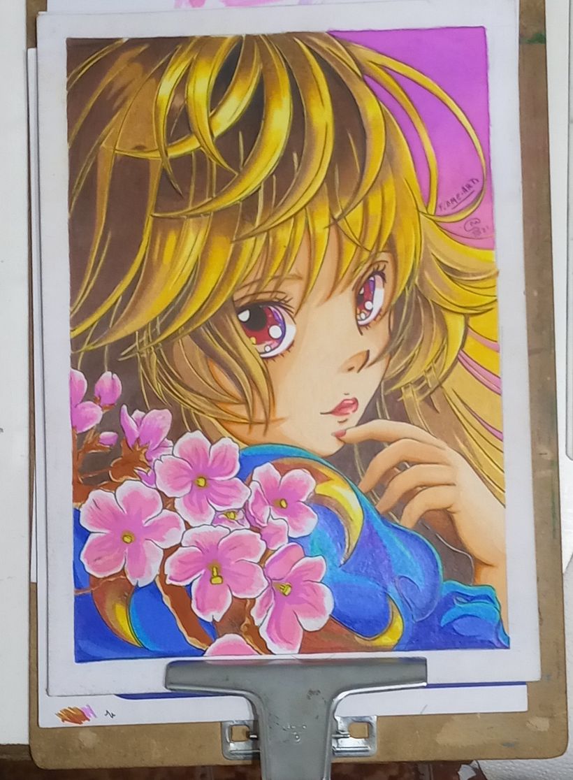 Mi Proyecto del curso: Coloreado con marcadores para dibujo manga 8