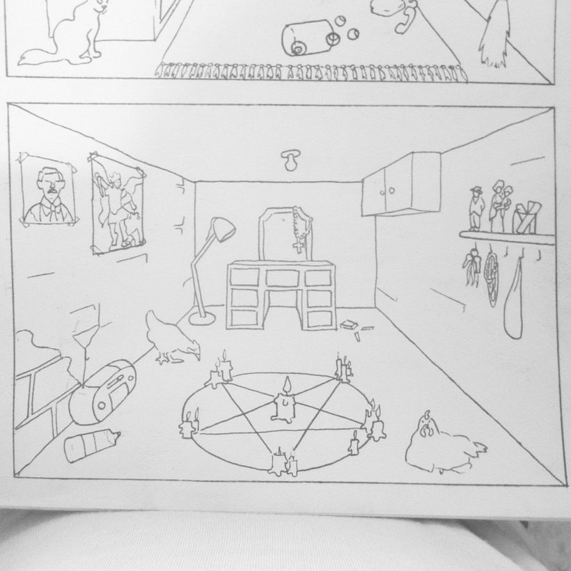 Dos dibujos de práctica de perpectiva de un solo punto. 2