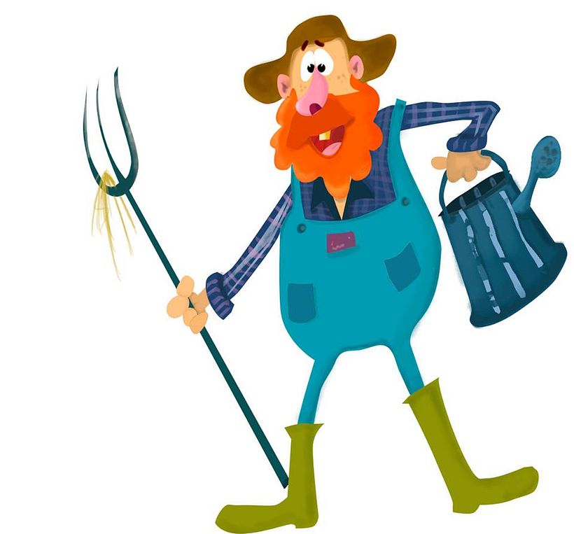 Village Farmer a Children Storybook Illustration