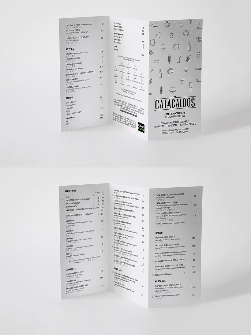 Tríptico para comida a domicilio