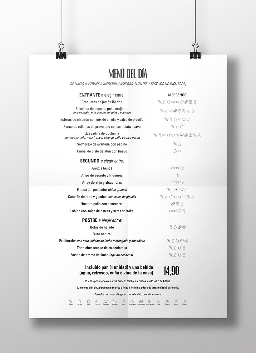 Cartel para exterior. Menú del día.