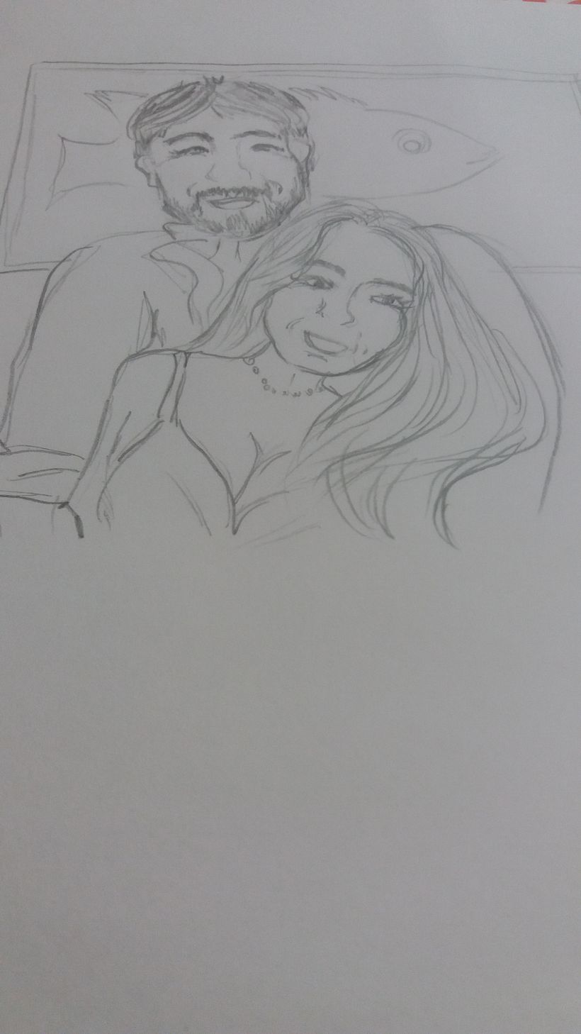 Desenho a  lápis esboço de foto amor no ar