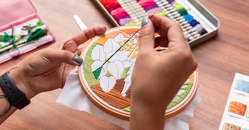 Botanical embroidery by Coricrafts.