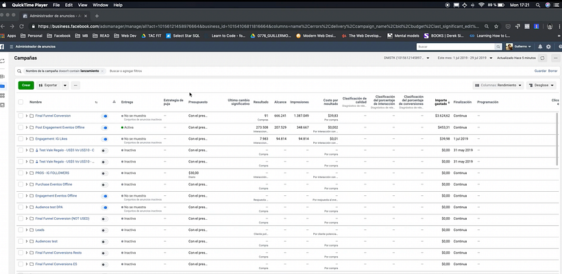 Así es la página de Reporting Ads Manager.